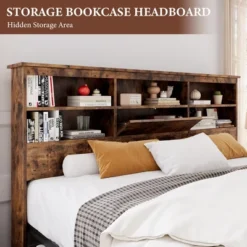 Storage Wooden Bed Frame With Bookcase Headboard And 4 Large Drawers 10 Storage Wooden Bed Frame With Bookcase Headboard And 4 Large Drawers -Garvee Sales GUEST 33a8851c f7a8 40fe ac8a 244685b3f3cb