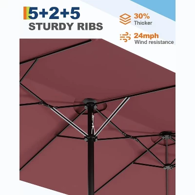 13ft Double-Sided Patio Umbrella With Crank Lift, UPF 50+, All-Weather, (Without Base) 4 13ft Double-Sided Patio Umbrella With Crank Lift, UPF 50+, All-Weather, (Without Base) - Image 4