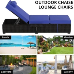 2 PCS Patio Chaise Lounge Chairs, Recliner Chairs With Side Foldable Tabletop, Reclining Chair With Adjustable Backrest Cushions For Poolside -Garvee Sales GUEST 33d06728 1fcb 4f52 9f93 5fd94b29d9c0