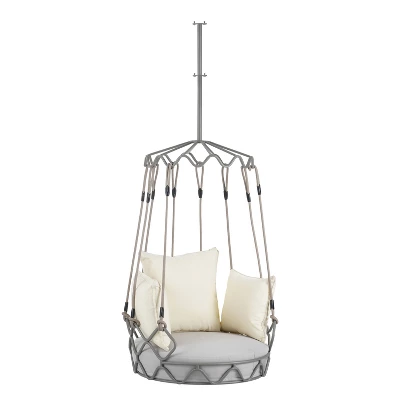 Outdoor Porch Swing Chair Hanging Basket, Patio Swing Chair With Cushion, Hanging Porch Swing For Backyard Garden Balcony, Hold Up To 300 LBS 7 Outdoor Porch Swing Chair Hanging Basket, Patio Swing Chair With Cushion, Hanging Porch Swing For Backyard Garden Balcony, Hold Up To 300 LBS - Image 7