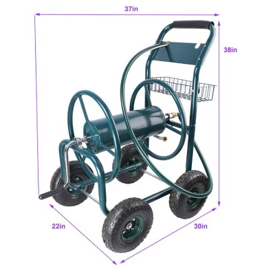 Garden Hose Reel Cart, Portable 4 Wheels Water Hose Reel Cart With Storage Basket, Heavy-Duty Water Hose Holder Trolley For Yard Garden Farm 5 Garden Hose Reel Cart, Portable 4 Wheels Water Hose Reel Cart With Storage Basket, Heavy-Duty Water Hose Holder Trolley For Yard Garden Farm - Image 5