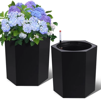 16 Inch Tall Planters Set Of 2, Self Watering Pots With Water Level Monitor, Bottom Wheels And Drainage Hole, Outdoor & Indoor Plant Pots For Patio 8 16 Inch Tall Planters Set Of 2, Self Watering Pots With Water Level Monitor, Bottom Wheels And Drainage Hole, Outdoor & Indoor Plant Pots For Patio - Image 8