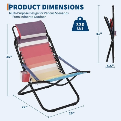 330lbs Capacity Folding Beach Chair With Headrest Lightweight Portable Foldable Recliner With Adjustable Backrest 3 330lbs Capacity Folding Beach Chair With Headrest Lightweight Portable Foldable Recliner With Adjustable Backrest - Image 3