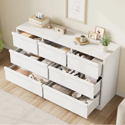 Garvee 7 Drawer Dresser For Bedroom, White Double Dresser Organizer With Concave Handles, Modern Chest Of Drawers For Bedroom Living Room Nursery 1 Garvee 7 Drawer Dresser For Bedroom, White Double Dresser Organizer With Concave Handles, Modern Chest Of Drawers For Bedroom Living Room Nursery