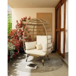 Oversize Rattan Egg Chair Outdoor Wicker Patio Lounge Chairs With Steel Frame Stand And 4 Cushions For Patio, Porch, Backyard, Living Rooms, Beige 15 Oversize Rattan Egg Chair Outdoor Wicker Patio Lounge Chairs With Steel Frame Stand And 4 Cushions For Patio, Porch, Backyard, Living Rooms, Beige -Garvee Sales GUEST 35d49060 29a9 4c6b b775 3e1d9b95d8ef