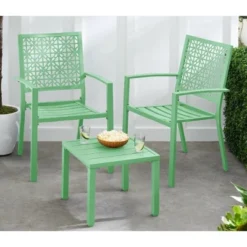 3-Piece Bistro Set, Outdoor Bistro Set, Stackable Metal Square Table And Chairs, Small Conversation Set Patio Furniture For Backyard, Deck 17 3-Piece Bistro Set, Outdoor Bistro Set, Stackable Metal Square Table And Chairs, Small Conversation Set Patio Furniture For Backyard, Deck -Garvee Sales GUEST 35e16af7 3b20 446a 9ff5 232e19e709f5