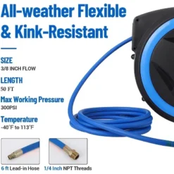 3/8” Retractable Air Hose Reel – Auto-Lock, 180° Swivel Bracket & Tangle-Free Retraction For Garage/Workshop (50/65/80FT) 9 3/8” Retractable Air Hose Reel – Auto-Lock, 180° Swivel Bracket & Tangle-Free Retraction For Garage/Workshop (50/65/80FT) -Garvee Sales GUEST 36139c53 623c 4afe 9c3e 1e85c5f3a965