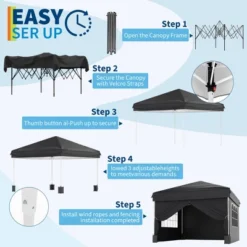 10x10 Pop Up Canopy With 4 Sidewalls-Waterproof Outdoor Portable Canopy Tent With Carry Bag, Stakes & Guy Lines-for Camping, Beach, Backyard 10 10x10 Pop Up Canopy With 4 Sidewalls-Waterproof Outdoor Portable Canopy Tent With Carry Bag, Stakes & Guy Lines-for Camping, Beach, Backyard -Garvee Sales GUEST 3685a78f c469 4197 a560 9d910afe30dc