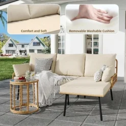 3-Piece L-Shaped Patio Furniture Set, Outdoor Conversation Sofa Set With PE Wicker 9 3-Piece L-Shaped Patio Furniture Set, Outdoor Conversation Sofa Set With PE Wicker -Garvee Sales GUEST 369057d6 c7f1 4c92 a12c db0a3de8dcc9