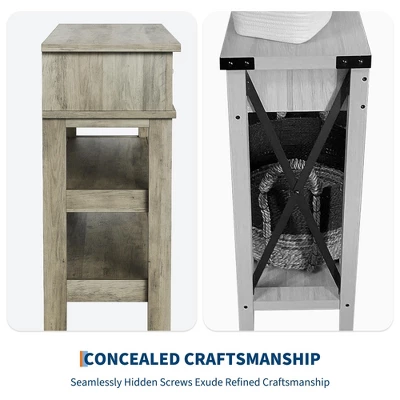 Garvee 3 Tier Entryway Console Wooden Table Sofa Table With 2 Storage Drawers, Farmhouse Wooden Hallway Tables For Entryway, Living Room, Grey 4 Garvee 3 Tier Entryway Console Wooden Table Sofa Table With 2 Storage Drawers, Farmhouse Wooden Hallway Tables For Entryway, Living Room, Grey - Image 4