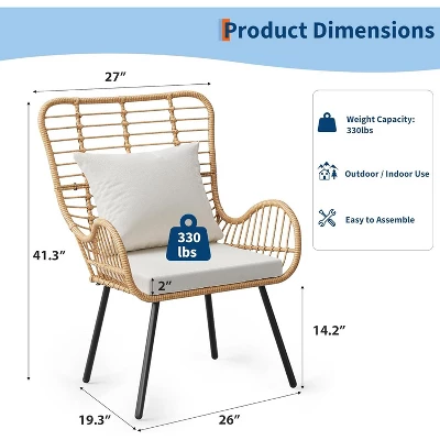 Patio Dining Chairs Set Of 2/ 4, Outdoor Wicker Club Chair With Cushions, All Weather Wicker Armchairs, For Apartments, Porch, Lawn, Backyard,Brown 1 Patio Dining Chairs Set Of 2/ 4, Outdoor Wicker Club Chair With Cushions, All Weather Wicker Armchairs, For Apartments, Porch, Lawn, Backyard,Brown