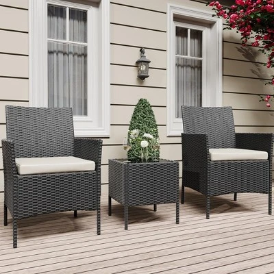 Patio Furniture Set 3 Pieces,Outdoor Patio Conversation Sets, PE Rattan Wicker Furniture Sets With 2 Chairs 5 Patio Furniture Set 3 Pieces,Outdoor Patio Conversation Sets, PE Rattan Wicker Furniture Sets With 2 Chairs - Image 5