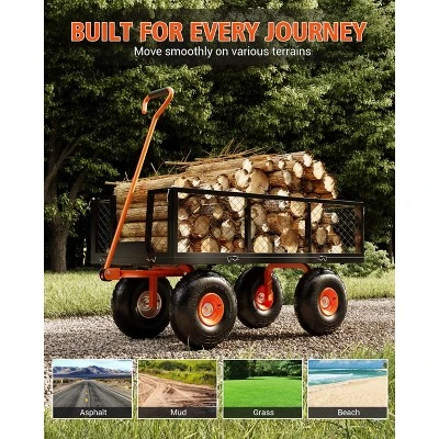 Steel Garden Cart With 500 Lb Capacity, 3-in-1 Pullable Garden Wagon For Yard, Outdoor, Gardening Soil 5 Steel Garden Cart With 500 Lb Capacity, 3-in-1 Pullable Garden Wagon For Yard, Outdoor, Gardening Soil - Image 5