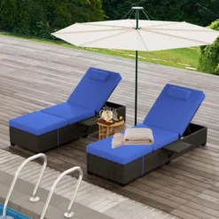 Outdoor Patio Chaise Lounge Chairs Set Of 2, PE Wicker Pool Recliners With Adjustable Backrest, Storage Shelf And Cushions 16 Outdoor Patio Chaise Lounge Chairs Set Of 2, PE Wicker Pool Recliners With Adjustable Backrest, Storage Shelf And Cushions -Garvee Sales GUEST 37e79646 c567 4346 a4a8 a5d0ccccc0f8