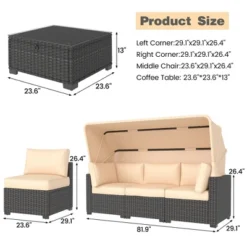 Garvee 6-Piece Outdoor Patio Furniture Set With Modern Rattan Wicker, Rattan Daybed With Retractable Canopy For Garden, Deck, And Backyard 11 Garvee 6-Piece Outdoor Patio Furniture Set With Modern Rattan Wicker, Rattan Daybed With Retractable Canopy For Garden, Deck, And Backyard -Garvee Sales GUEST 38027c2b 75d1 44ec 9c3f 413a6fddb67f