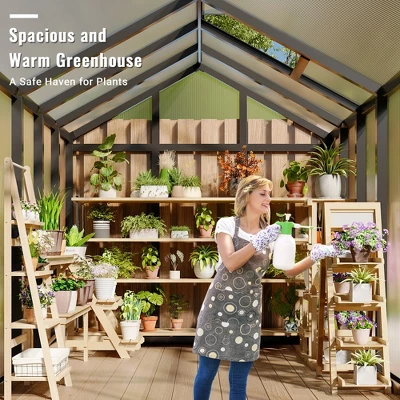 Whizmax 6' X 8' Greenhouse, Upgraded Polycarbonate Green House With Vent, Aluminum Frame, Greenhouses For Outdoors For Yard, Garden, Hobby 3 Whizmax 6' X 8' Greenhouse, Upgraded Polycarbonate Green House With Vent, Aluminum Frame, Greenhouses For Outdoors For Yard, Garden, Hobby - Image 3