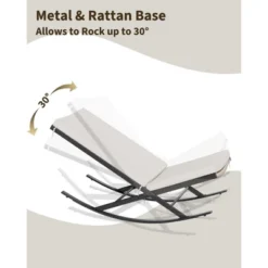 Outdoor Rocking Chairs Set Of 2, Indoor Lounge Rocker Chair With Padded Cushion & Metal Frame & Rattan Seat, For Garden, Backyard, Lawn, Patio 12 Outdoor Rocking Chairs Set Of 2, Indoor Lounge Rocker Chair With Padded Cushion & Metal Frame & Rattan Seat, For Garden, Backyard, Lawn, Patio -Garvee Sales GUEST 388c4d7b cb07 4ee4 a168 498fb1f6d7f2