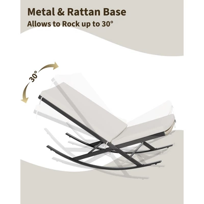 Outdoor Rocking Chairs Set Of 2, Indoor Lounge Rocker Chair With Padded Cushion & Metal Frame & Rattan Seat, For Garden, Backyard, Lawn, Patio 5 Outdoor Rocking Chairs Set Of 2, Indoor Lounge Rocker Chair With Padded Cushion & Metal Frame & Rattan Seat, For Garden, Backyard, Lawn, Patio - Image 5