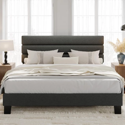 Bed Frame With Adjustable Headboard, Linen Fabric Upholstered, Heavy Duty Mattress Foundation, No Box Spring Needed 9 Bed Frame With Adjustable Headboard, Linen Fabric Upholstered, Heavy Duty Mattress Foundation, No Box Spring Needed - Image 9