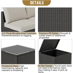 Garvee 8-Piece Outdoor Patio Furniture Set - 6 Seat Rattan Patio Conversation Sets With Glass Coffee Table And Hidden Storage Box -Garvee Sales GUEST 38cab3c5 e34e 45a6 ba11 7be811c64ae4