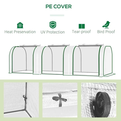 Mini Greenhouse With PE Cover & Roll-Up Zipper Door, Portable Plant Growing Tent For Indoor, Outdoor, Balcony, Garden – White 2 Mini Greenhouse With PE Cover & Roll-Up Zipper Door, Portable Plant Growing Tent For Indoor, Outdoor, Balcony, Garden – White - Image 2