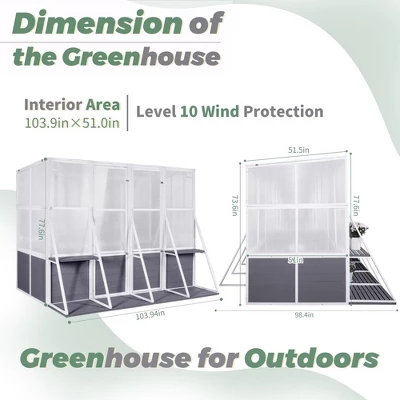 Greenhouse, Wooden Lean To Greenhouses For Outdoors, Heavy Duty Walk In Green House For Outside Winter For Sunroom Storage Shed, Garden, Backyard 4 Greenhouse, Wooden Lean To Greenhouses For Outdoors, Heavy Duty Walk In Green House For Outside Winter For Sunroom Storage Shed, Garden, Backyard - Image 4
