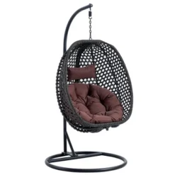 Swinging Chair Hammock Egg Chair Patio Wicker Swing Egg Hanging Chair With Stand, 350lbs Maximum Weight Capacity -Garvee Sales GUEST 39921940 623e 4426 aa73 98c428757c82