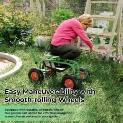 Heavy-Duty Rolling Garden Cart With Swivel Seat & Tool Tray,All-Terrain Wheels, Adjustable Height,for Planting, Weeding, And Yard Work,steel -Garvee Sales GUEST 39a9282e 0959 4027 9f5d 89b7b457ddd7