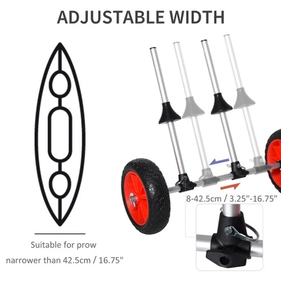 Universal Paddle Boat Cart, Trolley Trailer Kayak Wheels With Strong Aluminum Frame, Adjustable Width Crossbar, & Large Tires 3 Universal Paddle Boat Cart, Trolley Trailer Kayak Wheels With Strong Aluminum Frame, Adjustable Width Crossbar, & Large Tires - Image 3