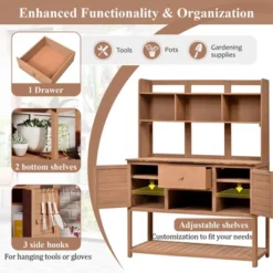 Garden Potting Bench With Hutch, 50.2" Fir Wood Gardening Workstation With Adjustable Shelves, Outdoor Planting Table For Backyard Balcony -Garvee Sales GUEST 3a9da38c 43de 41c6 9143 cfc23363b131