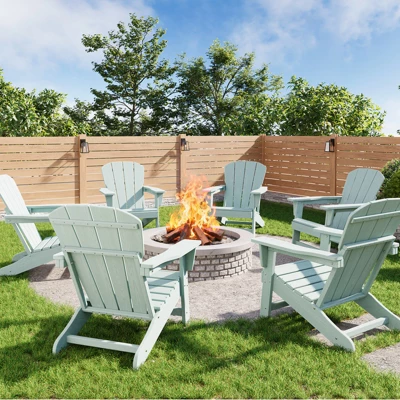 Modern HDPE Adirondack Chair Set Of 6 - Oversize 380lb Capacity, Weather-Resistant Poly Lumber With Wood Texture For Deck, Pool, Porch Outdoor Use 8 Modern HDPE Adirondack Chair Set Of 6 - Oversize 380lb Capacity, Weather-Resistant Poly Lumber With Wood Texture For Deck, Pool, Porch Outdoor Use - Image 8
