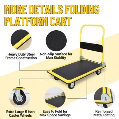 Garvee Moving Platform Hand Truck, 29×19 Inch Foldable Push Cart Dolly With 330 Lbs Weight Capacity, Heavy Duty Rolling Cart With Smooth Wheels, Blue 4 Garvee Moving Platform Hand Truck, 29×19 Inch Foldable Push Cart Dolly With 330 Lbs Weight Capacity, Heavy Duty Rolling Cart With Smooth Wheels, Blue - Image 4