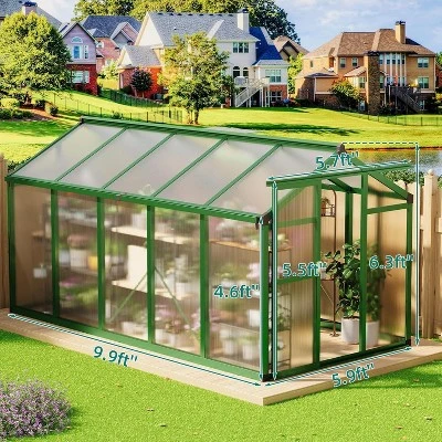 Garvee Greenhouse For Outdoors, Polycarbonate Greenhouse With Quick Setup Structure And Roof Vent, Aluminum Greenhouses Heavy Duty For Garden, Lawn 3 Garvee Greenhouse For Outdoors, Polycarbonate Greenhouse With Quick Setup Structure And Roof Vent, Aluminum Greenhouses Heavy Duty For Garden, Lawn - Image 3
