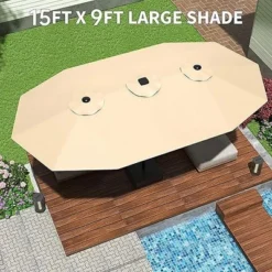 15FT Large Patio Double-Sided Rectangle Market Umbrella With Base For Poolside Lawn Backyard 14 15FT Large Patio Double-Sided Rectangle Market Umbrella With Base For Poolside Lawn Backyard -Garvee Sales GUEST 3b3dd554 213c 4185 a3ed f72649bd4d30