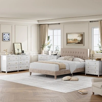 6 Dresser For Bedroom, 47.2" Modern Wide Dresser With Storage, Wooden Closet Dressers Chest Of Drawers Freestanding For Bedroom White 3 6 Dresser For Bedroom, 47.2" Modern Wide Dresser With Storage, Wooden Closet Dressers Chest Of Drawers Freestanding For Bedroom White - Image 3