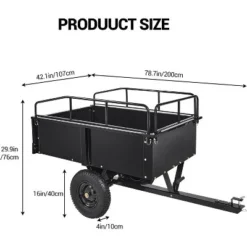 750Lb Heavy Duty Utility Trailer W/Removable Sides, 15 Cu.Ft ATV/Garden Dump Cart, Pneumatic Tires For Lawn Mowers, Tractors, Farm (Black/Yellow)
