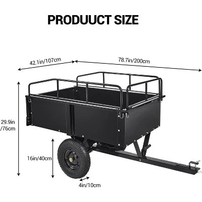 750Lb Heavy Duty Utility Trailer W/Removable Sides, 15 Cu.Ft ATV/Garden Dump Cart, Pneumatic Tires For Lawn Mowers, Tractors, Farm (Black/Yellow) 1 750Lb Heavy Duty Utility Trailer W/Removable Sides, 15 Cu.Ft ATV/Garden Dump Cart, Pneumatic Tires For Lawn Mowers, Tractors, Farm (Black/Yellow)