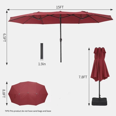 Patio Umbrella, 15FT Double-Side, Outdoor Market Umbrella, Umbrella With Crank Handle, Patio Umbrella For Backyard, Deck, Pool 2 Patio Umbrella, 15FT Double-Side, Outdoor Market Umbrella, Umbrella With Crank Handle, Patio Umbrella For Backyard, Deck, Pool - Image 2