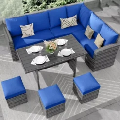 Whizmax 7-Piece Outdoor Sectional Sofa Set With Rattan Dining Table & Ottoman, Patio Furniture For Garden, Backyard 16 Whizmax 7-Piece Outdoor Sectional Sofa Set With Rattan Dining Table & Ottoman, Patio Furniture For Garden, Backyard -Garvee Sales GUEST 3c0d7665 c57f 4e67 9314 ef69f4a62159