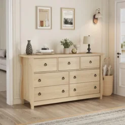 7-Drawer Dresser For Bedroom, Freestanding Storage Wooden Chest Of Drawers