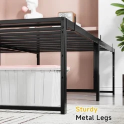 Queen Metal Bed Frame Platform, 14 Inch Queen Bedframe With Sturdy Steel Slats Mattress Foundation No Box Spring Needed Easy Assemble Noise Free Black 8 Queen Metal Bed Frame Platform, 14 Inch Queen Bedframe With Sturdy Steel Slats Mattress Foundation No Box Spring Needed Easy Assemble Noise Free Black -Garvee Sales GUEST 3c75d07b 8550 4ffb 95ef 9255c90dc64f