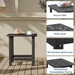 Square HDPE Outdoor Side Table - Durable Adirondack Patio End Table For Beach, Porch - Weather Resistant & Easy To Assemble -Garvee Sales GUEST 3c7e53ad 4e8d 4d78 b40c 076f2f1332a6