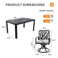 5-PC Outdoor Patio Aluminum Furniture Set, Modern Dining Set With 4 Swivel Rockers, Fabric Cushioned 10 5-PC Outdoor Patio Aluminum Furniture Set, Modern Dining Set With 4 Swivel Rockers, Fabric Cushioned -Garvee Sales GUEST 3c92c62c b151 4fa7 a7f7 b02771c48eab