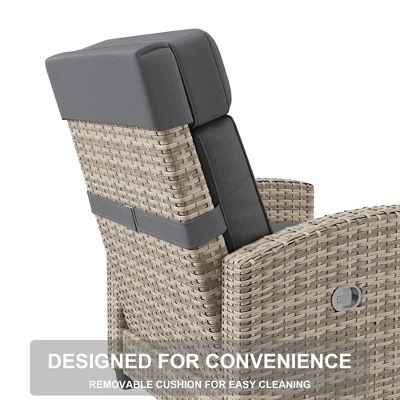 Garvee Rattan Recliner Chair - Adjustable Backrest/Footrest, 150¡ã Lay Flat W/Flip-Up Table & Removable Cushion, Outdoor Patio Chair 7 Garvee Rattan Recliner Chair - Adjustable Backrest/Footrest, 150¡ã Lay Flat W/Flip-Up Table & Removable Cushion, Outdoor Patio Chair - Image 7