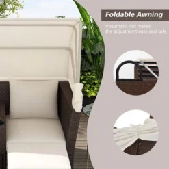 Outdoor Daybed, Double Daybed With Retractable Sunshade Canopy, Built-in Cup Holders And Storage Boxes, 2 Pillows, 2-Seater Sofa For Garden 12 Outdoor Daybed, Double Daybed With Retractable Sunshade Canopy, Built-in Cup Holders And Storage Boxes, 2 Pillows, 2-Seater Sofa For Garden -Garvee Sales GUEST 3ce26c8d b42c 4191 a54d 7eb6d7c619b0