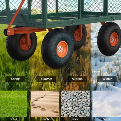 500lb Steel Garden Cart, 3-in-1 Folding Utility Wagon With Detachable Side Panels, 180° Swivel Handle & 10" Tires For Outdoor, Yard, Lawn & Garden 5 500lb Steel Garden Cart, 3-in-1 Folding Utility Wagon With Detachable Side Panels, 180° Swivel Handle & 10" Tires For Outdoor, Yard, Lawn & Garden - Image 5