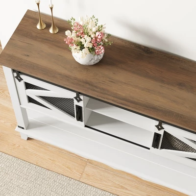 Entryway Table With Cabinet, Farmhouse Console Sofa Table With Storage, Rustic Sofa Table With Sliding Barn Doors, Console Table With Open Shelf 4 Entryway Table With Cabinet, Farmhouse Console Sofa Table With Storage, Rustic Sofa Table With Sliding Barn Doors, Console Table With Open Shelf - Image 4