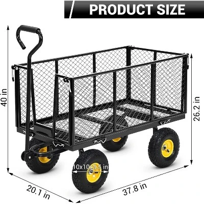 Heavy Duty 1100 LBS Steel Garden Cart, 3 In 1 Pullable Garden Wagon, Folding Utility Wagon W/Removable Sides & 10" Wheels For Farm, Yard 1 Heavy Duty 1100 LBS Steel Garden Cart, 3 In 1 Pullable Garden Wagon, Folding Utility Wagon W/Removable Sides & 10" Wheels For Farm, Yard