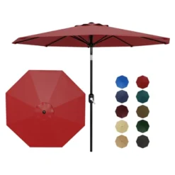 Patio Umbrella 9ft, Table Umbrella Outdoor Patio UV Protection With Crank Lift & Push Button Tilt, 8 Sturdy Ribs For Yard, Deck, Pool -Garvee Sales GUEST 3dd4272a 5924 48d0 90ae a776b5969d7a