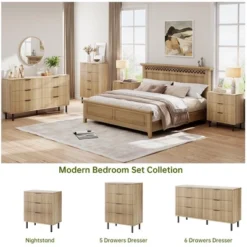 Modern Fluted 3/5/6 Drawer Dresser With Metal Legs, Wood Chest Of Drawers Storage Cabinet, Nightstand Organizer For Bedroom, Entryway, Hallway -Garvee Sales GUEST 3e01a772 133b 4392 8dc0 6cd904995278